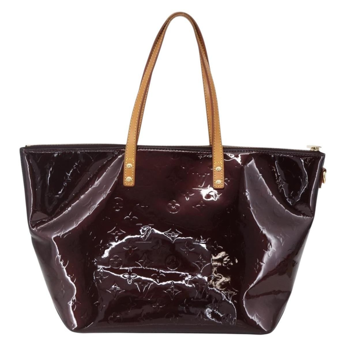 Louis Vuitton Bellevue Handbag Monogram Vernis Purple Patent_Leather Tote Bag