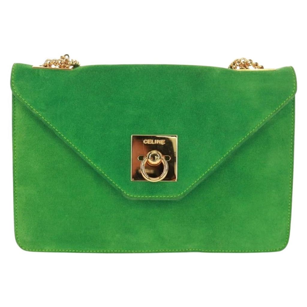 Celine Vintage Shoulder Bag Suede Green Suede Shoulder Bag Bag