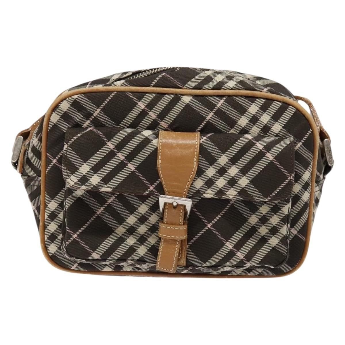 Burberry Nova Check Blue Label Canvas Brown Canvas Shoulder Bag