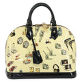 Louis Vuitton Alma Handbag Limited Edition Stickers Monogram Vernis White Patent_Leather Handbag