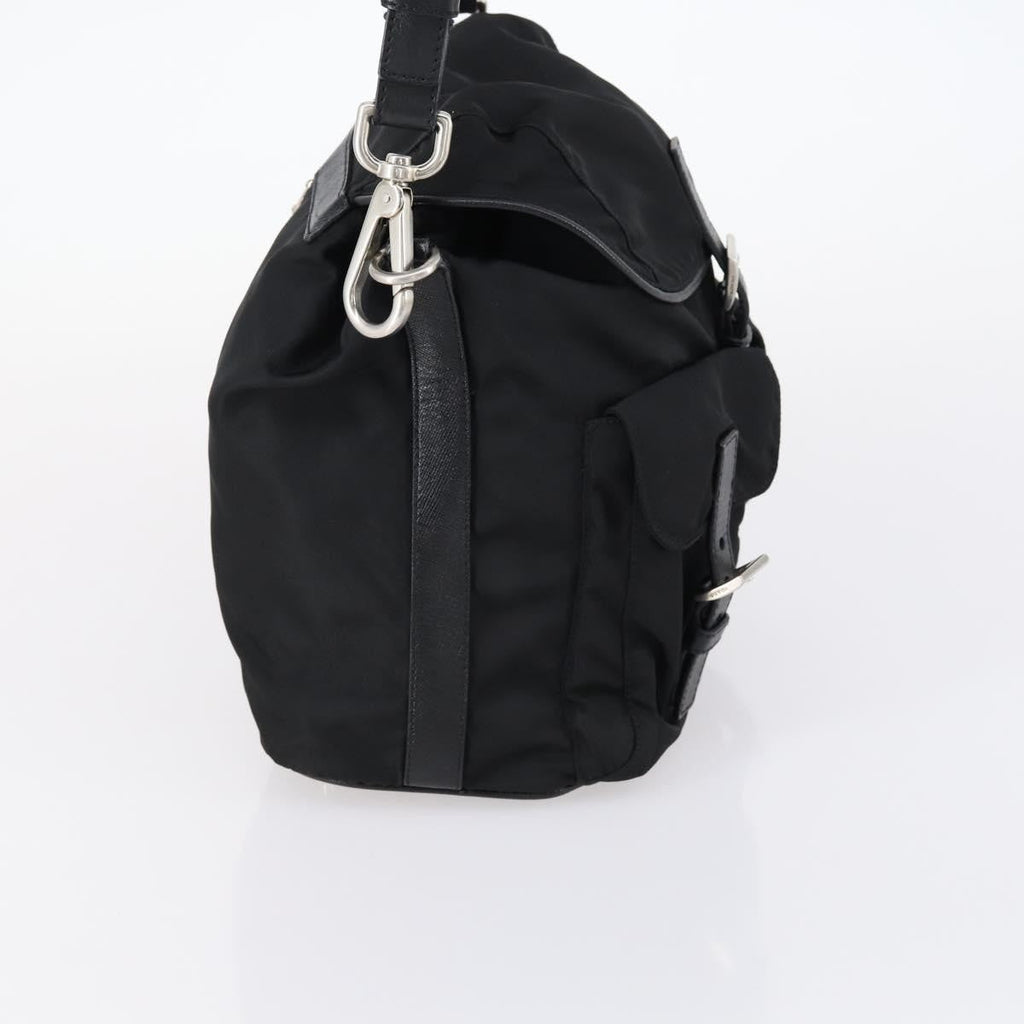 Prada Double Pocket Shoulder Bag Tessuto Black Nylon Shoulder Bag Bag