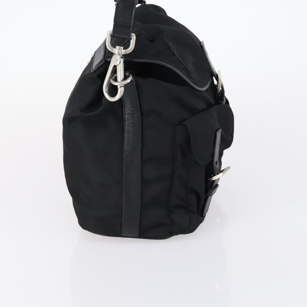 Prada Double Pocket Shoulder Bag Tessuto Black Nylon Shoulder Bag Bag