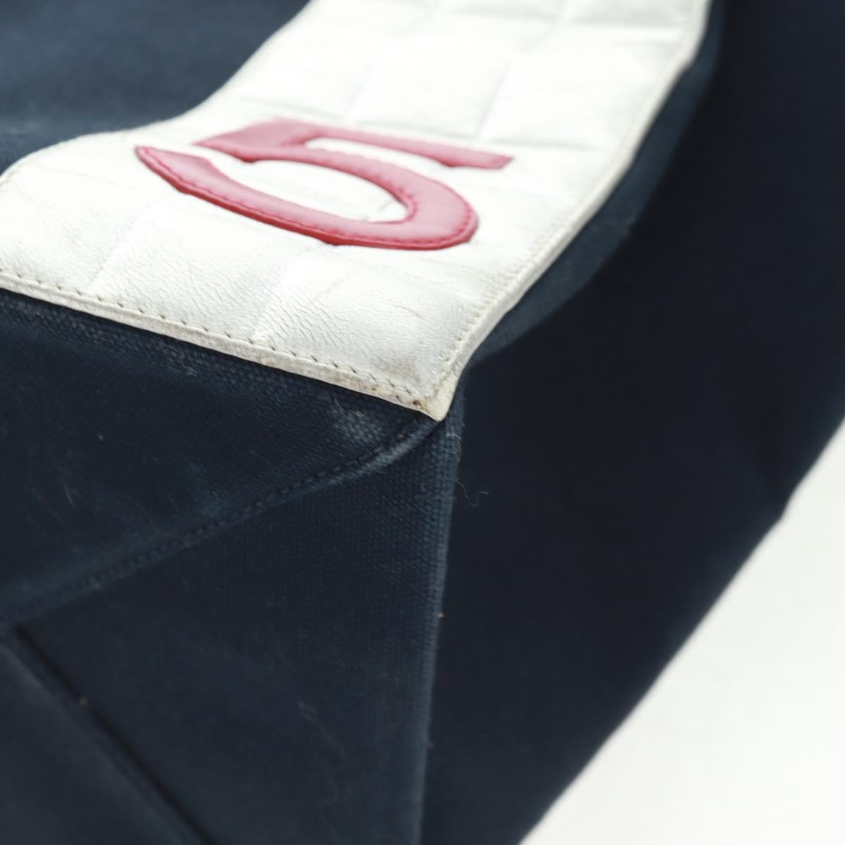 Chanel No.5 Tote Canvas And Leather Navy Canvas Tote Bag Bag