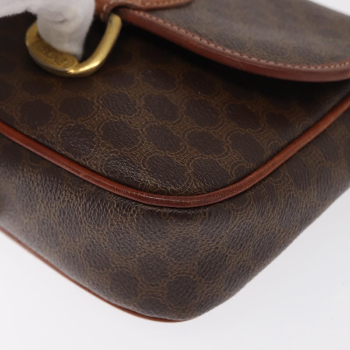 Celine Vintage Macadam Shoulder Bag Canvas And Leather Brown Canvas Shoulder Bag Bag
