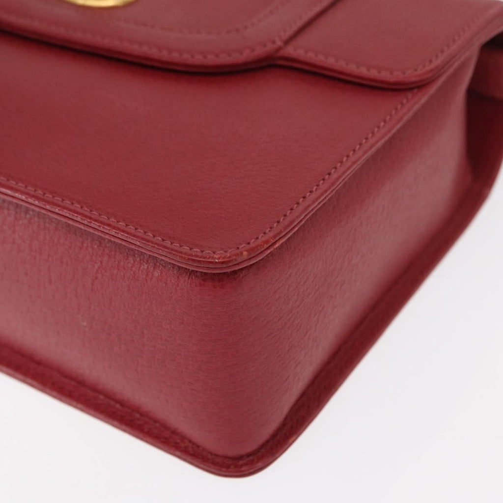 Gucci Vintage Bamboo Handle Bag Leather Red Leather Handbag (Pre-Owned)