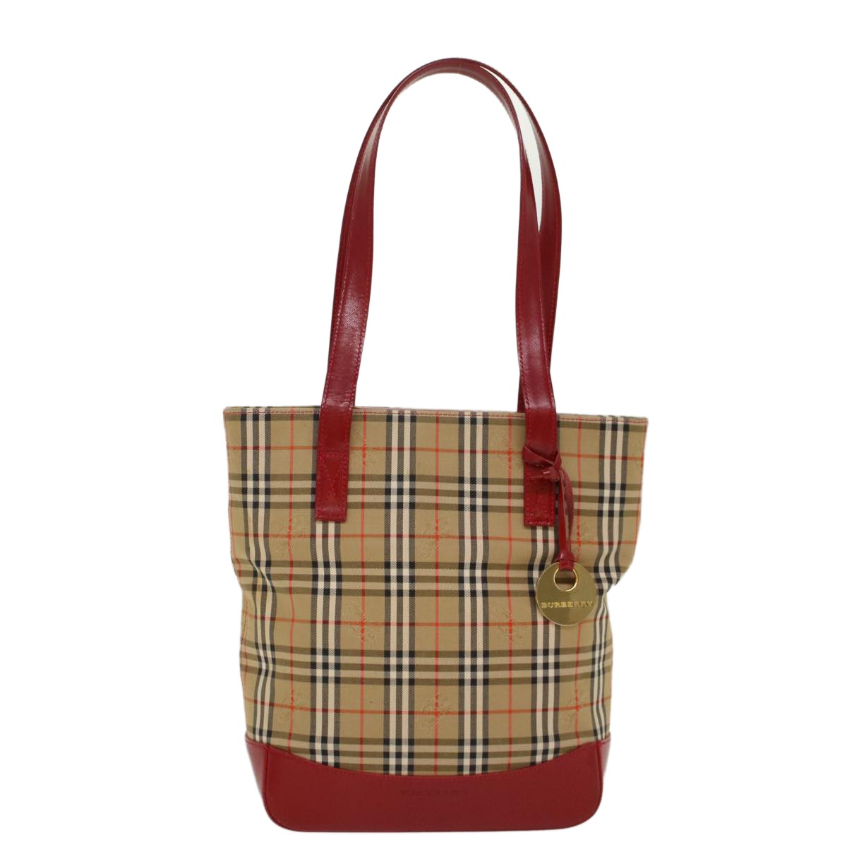 Burberry Nova Check Tote Nylon And Leather Beige Nylon Tote Bag