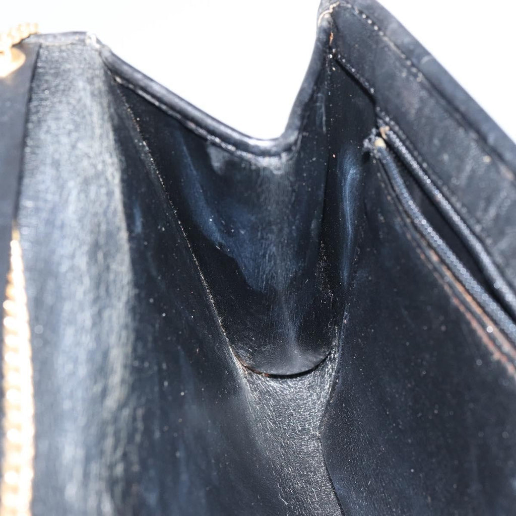 Christian Dior Vintage Chain Flap Shoulder Bag Diorissimo Canvas Black Canvas Shoulder Bag Bag (Pre-Owned)