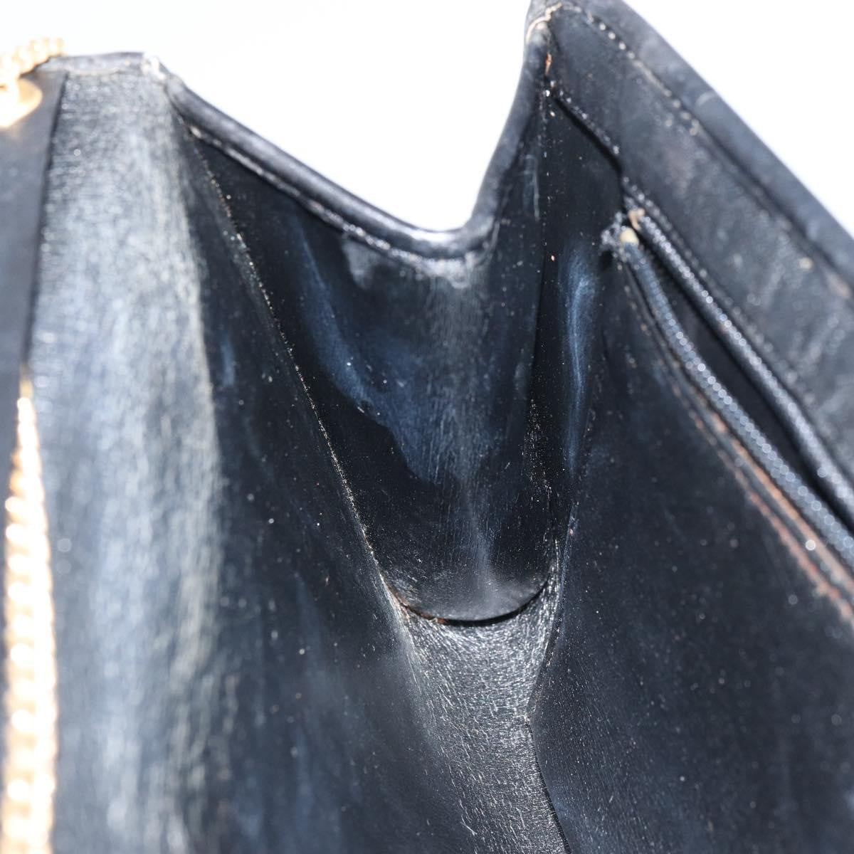 Christian Dior Vintage Chain Flap Shoulder Bag Diorissimo Canvas Black Canvas Shoulder Bag Bag (Pre-Owned)