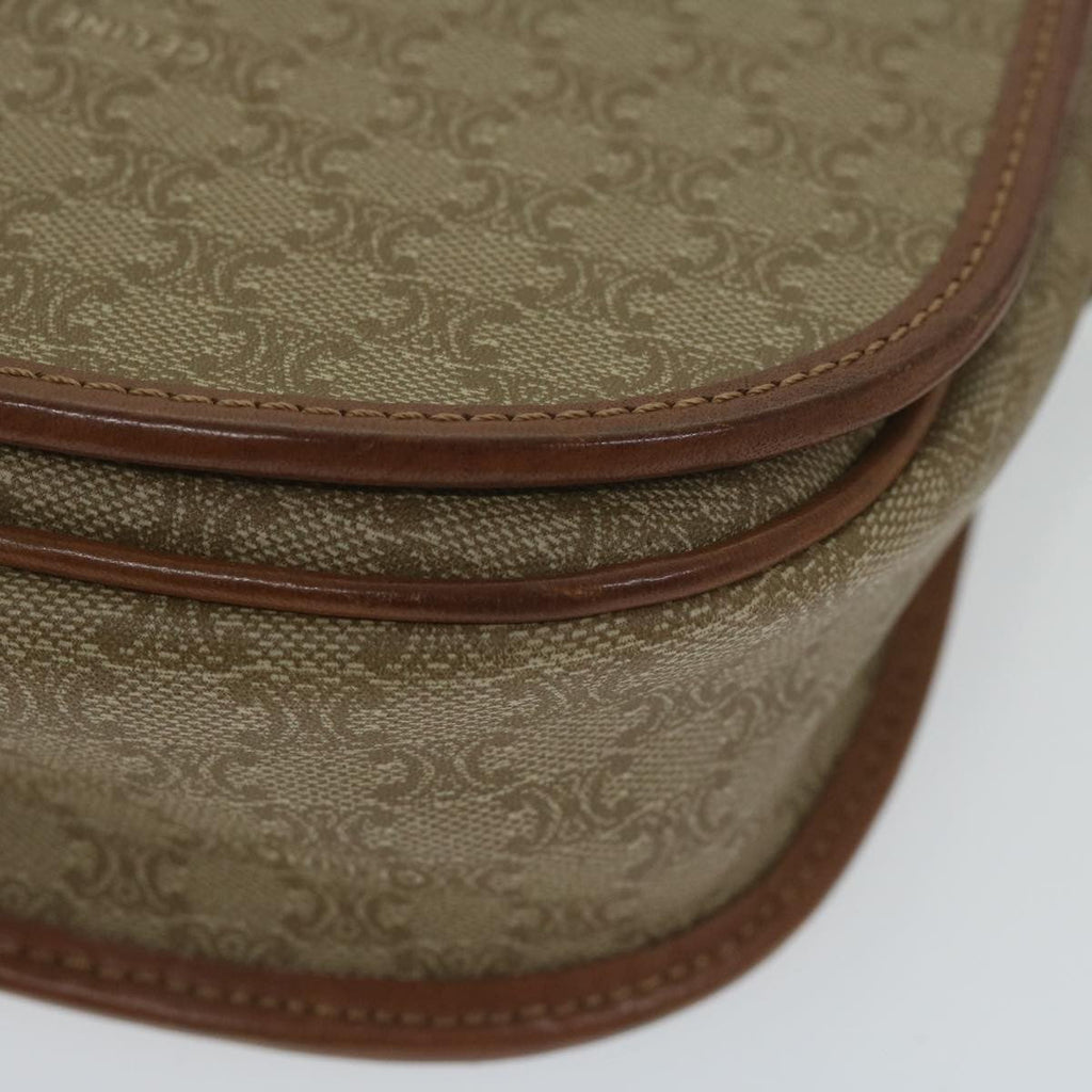 Celine Vintage Macadam Shoulder Bag Canvas And Leather Beige Canvas Shoulder Bag Bag