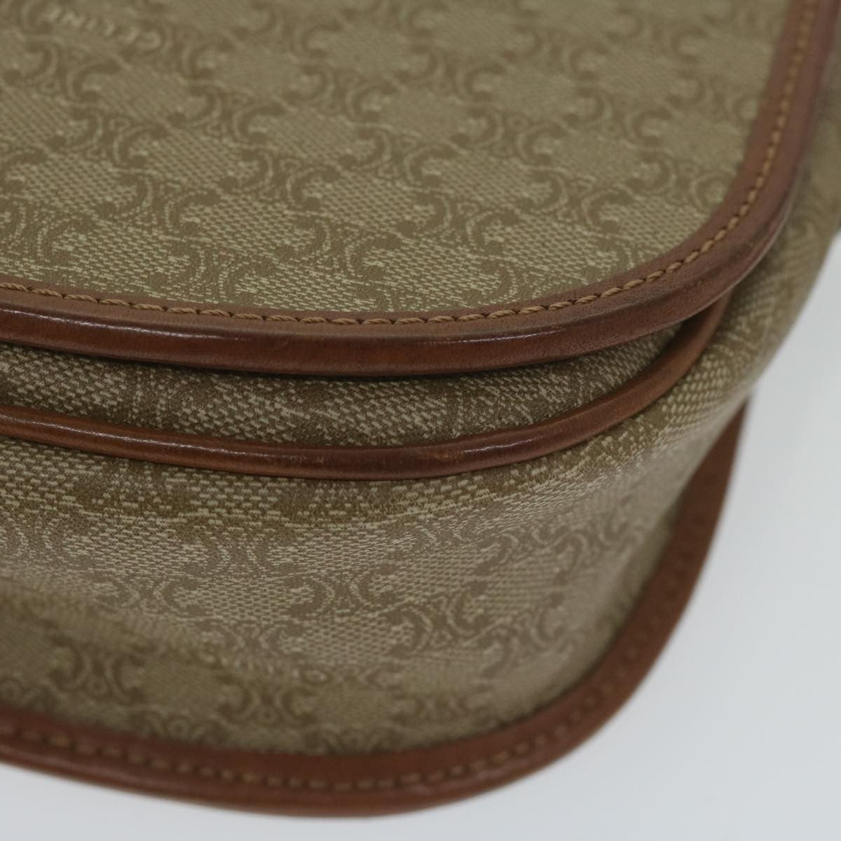 Celine Vintage Macadam Shoulder Bag Canvas And Leather Beige Canvas Shoulder Bag Bag