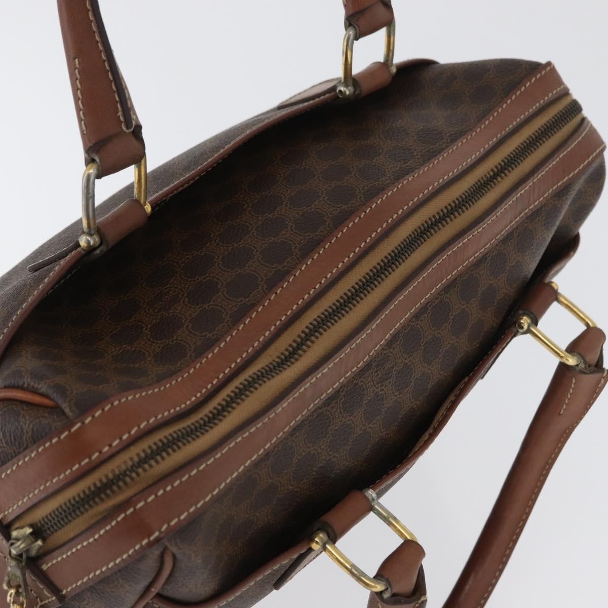 Celine Vintage Macadam Handbag Canvas And Leather Brown Canvas Handbag
