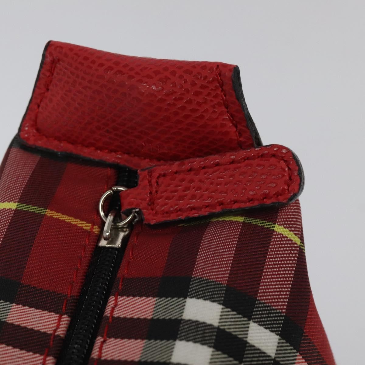 Burberry Nova Check Handbag Leather And Nylon Red Nylon Handbag