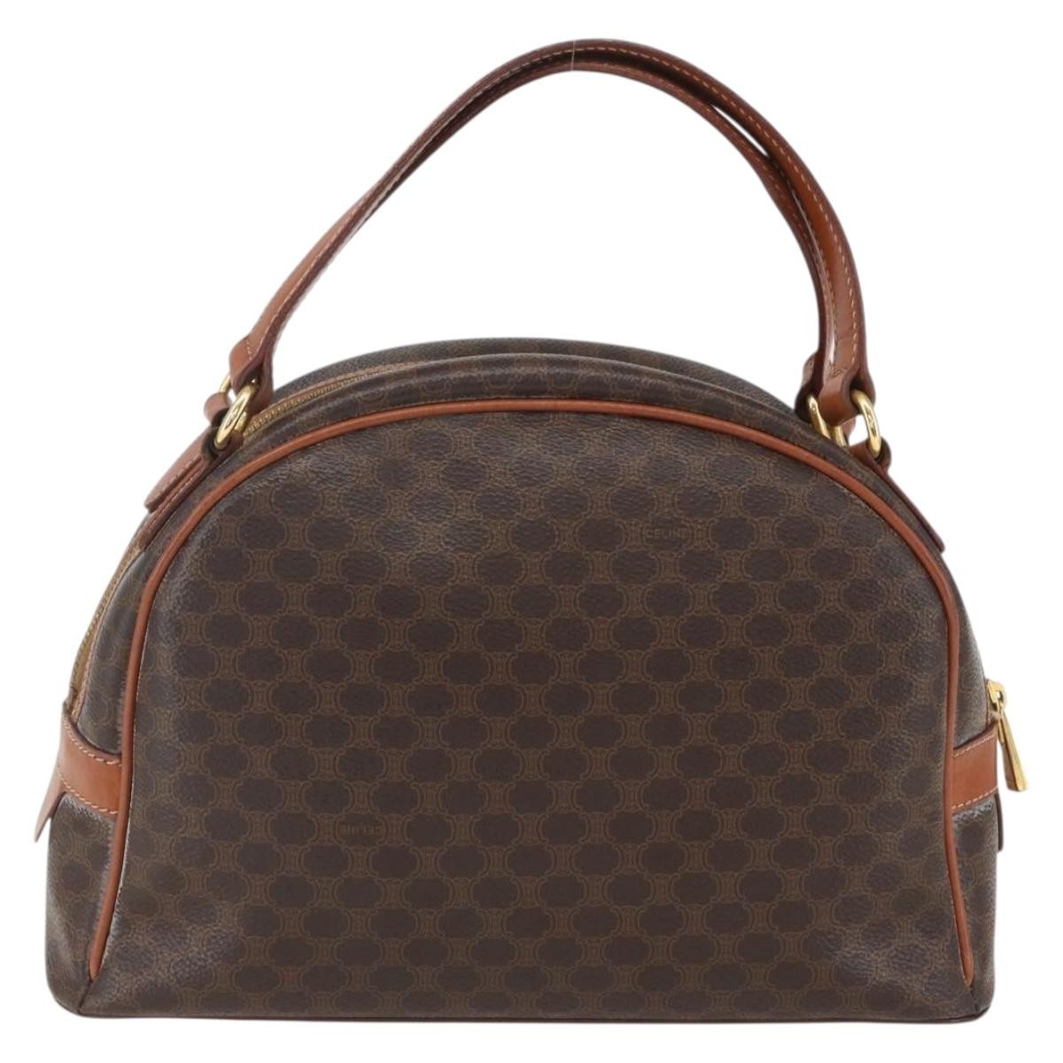 Celine Vintage Macadam Handbag Canvas And Leather Brown Canvas Handbag