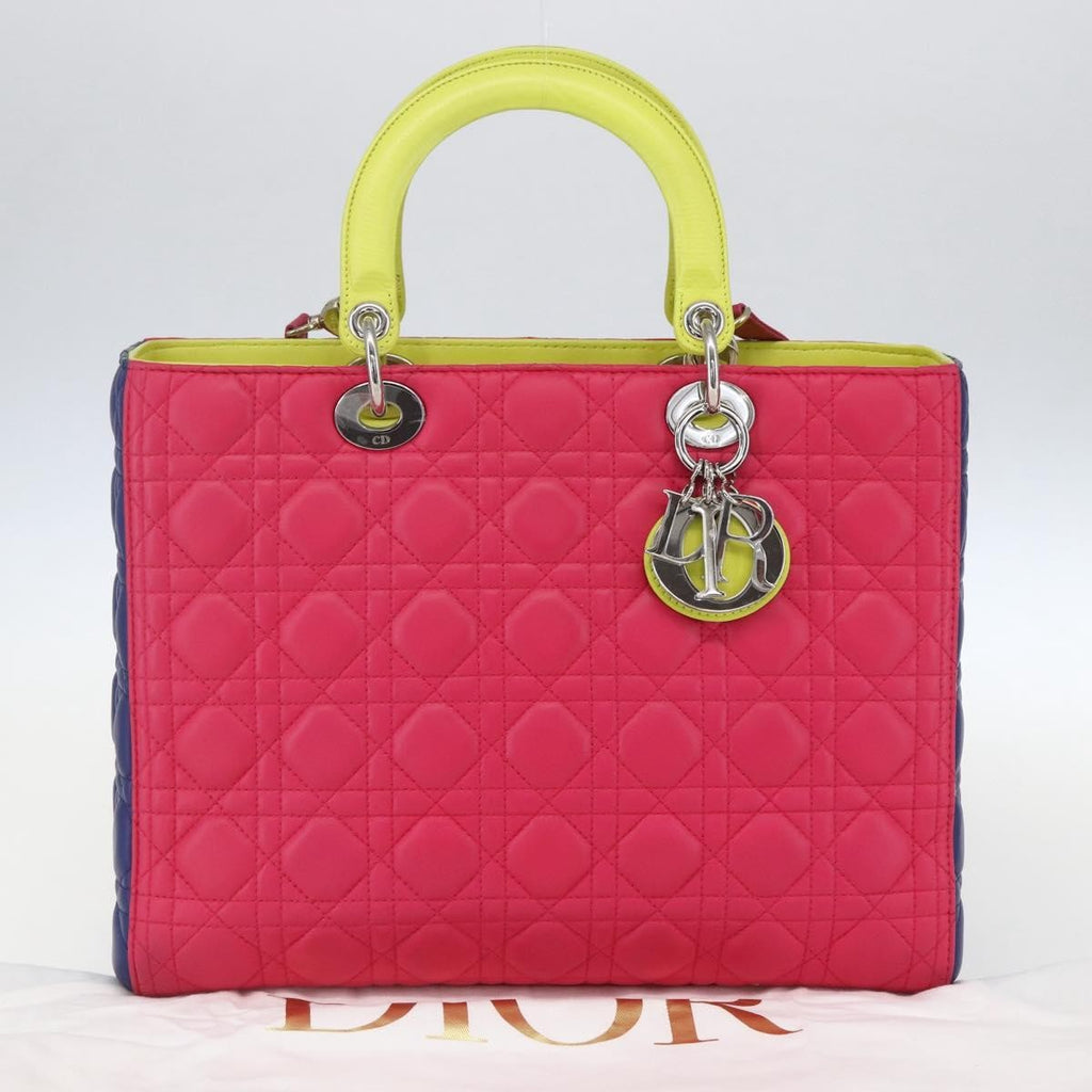 Christian Dior Lady Cannage Matelassé Pink Leather Tote Bag Bag (Pre-Owned)