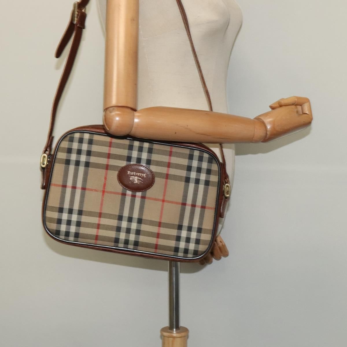 Burberry Camera Bag Vintage Check Canvas Beige Canvas Shoulder Bag