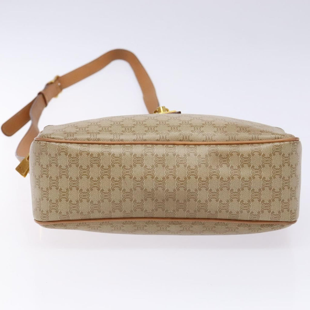 Celine Vintage Macadam Shoulder Bag Canvas And Leather Beige Canvas Bag