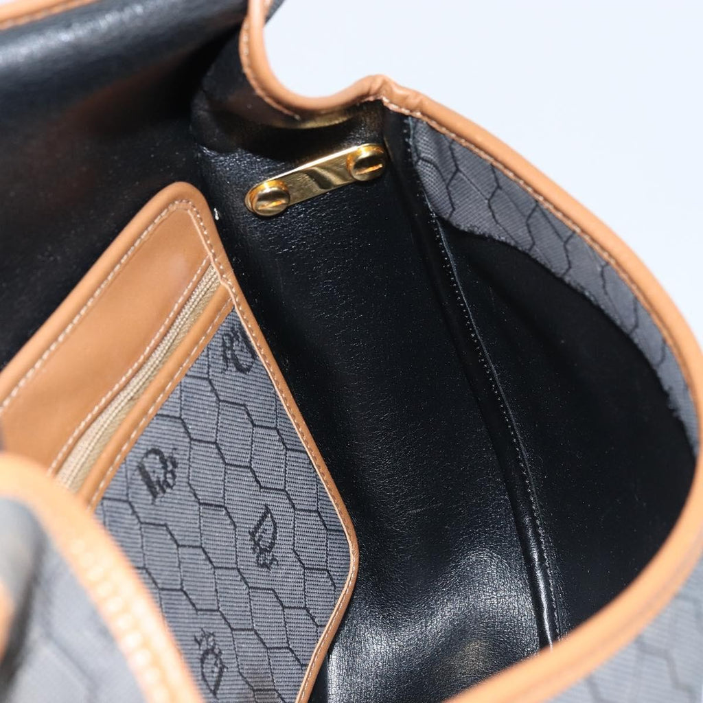 Christian Dior Vintage Honeycomb Flap Crossbody Bag Canvas And Leather Black Canvas Shoulder Bag Bag (Pre-Owned)