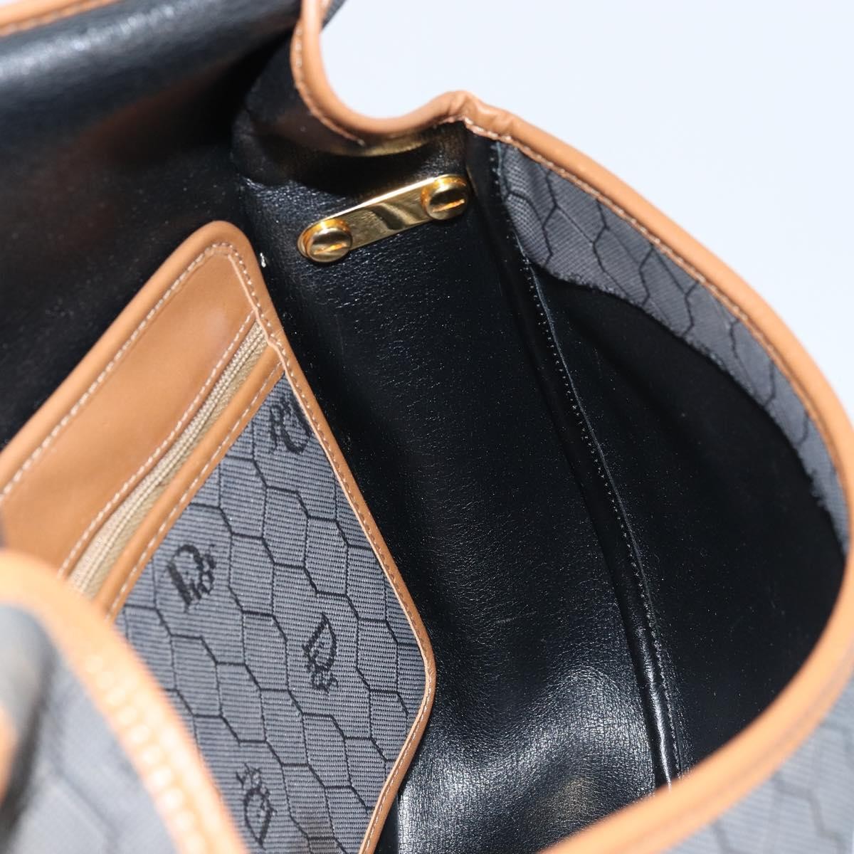 Christian Dior Vintage Honeycomb Flap Crossbody Bag Canvas And Leather Black Canvas Shoulder Bag Bag (Pre-Owned)