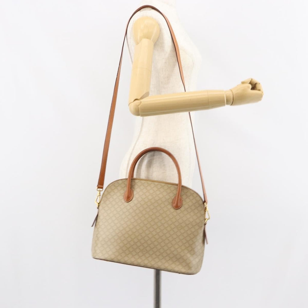 Celine Vintage Macadam Handbag Canvas And Leather Beige Canvas Handbag