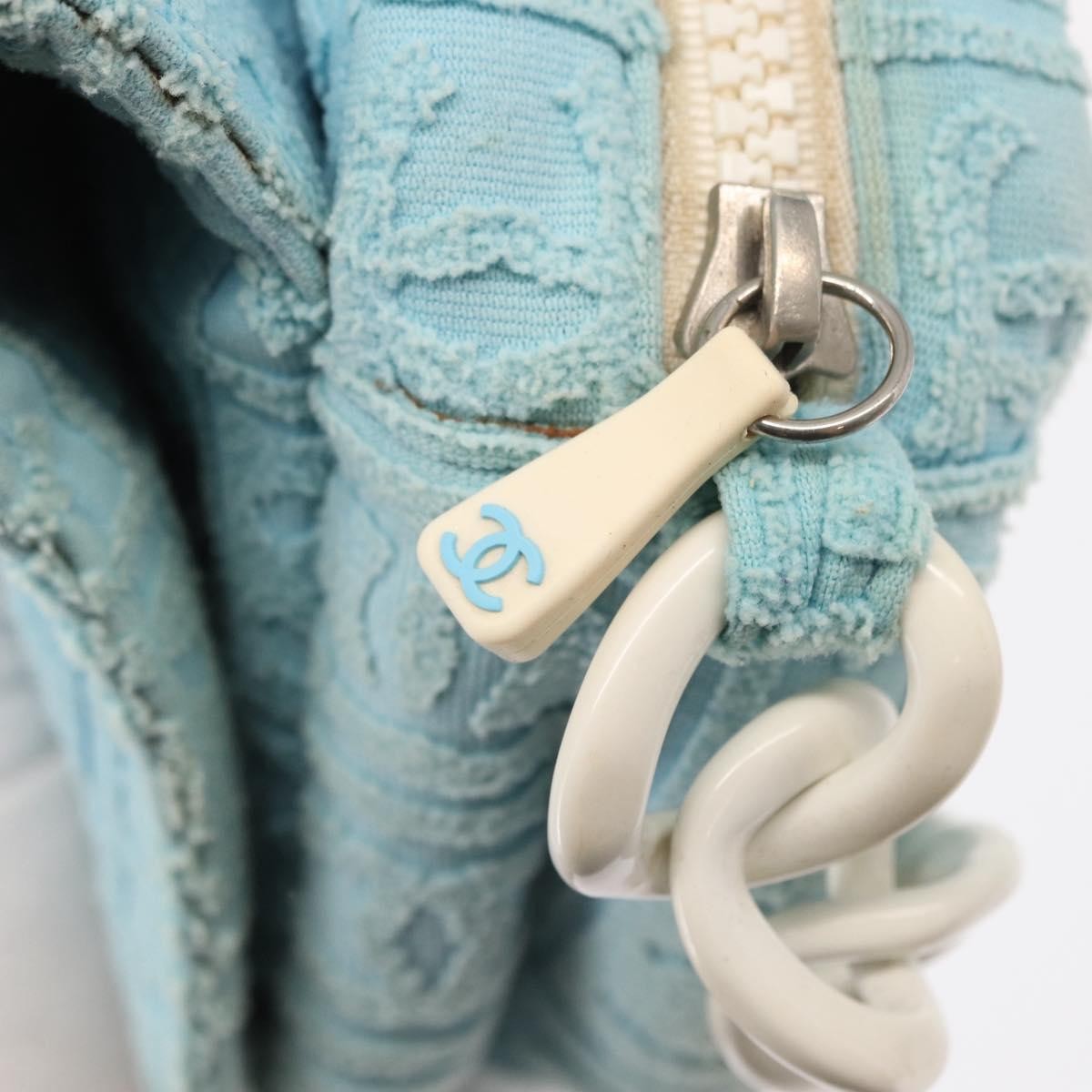 Chanel Sport Line Resin Camera Flap Bag Terry Cloth Blue Plastic Shoulder Bag Bag