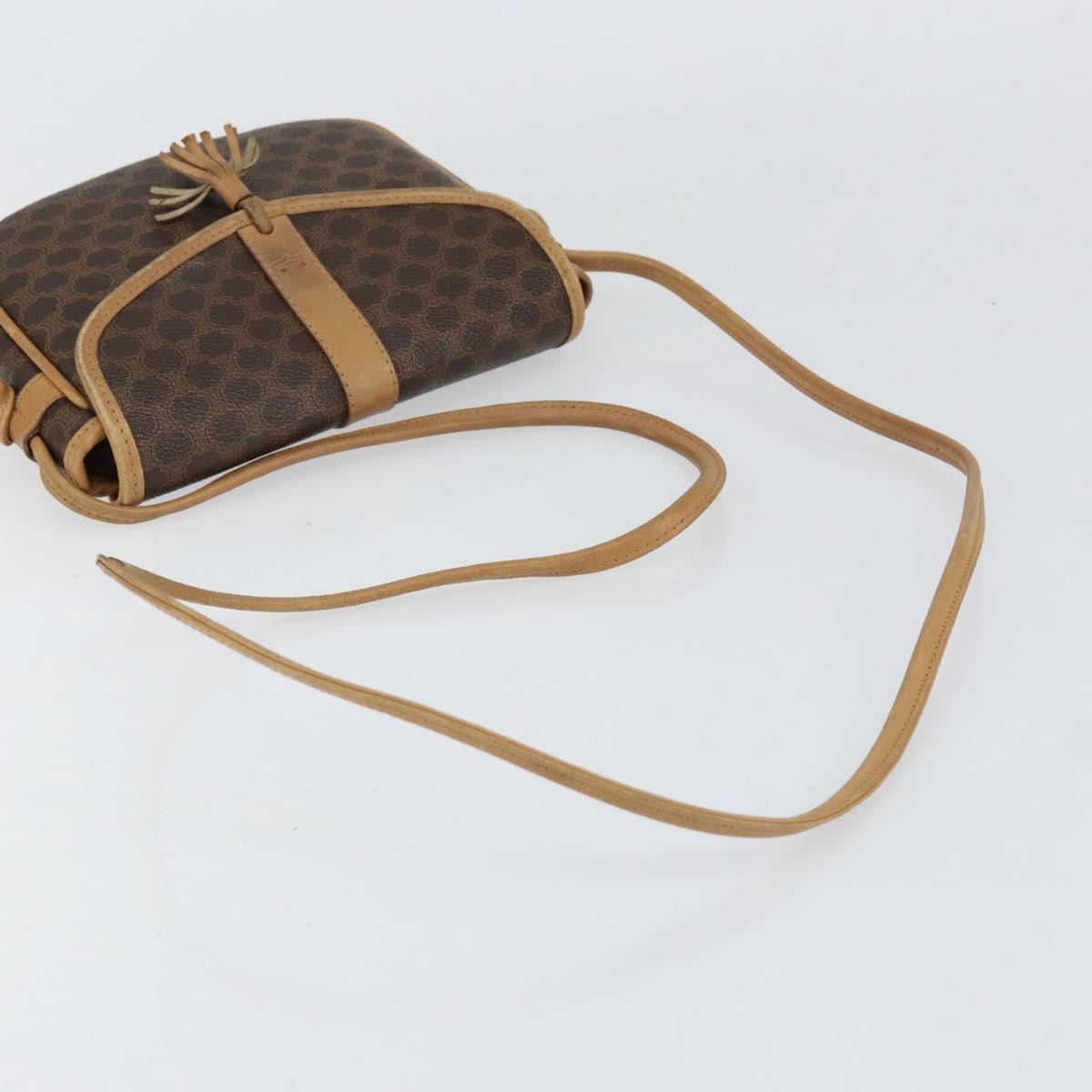 Celine Vintage Macadam Shoulder Bag Canvas And Leather Brown Canvas Shoulder Bag Bag