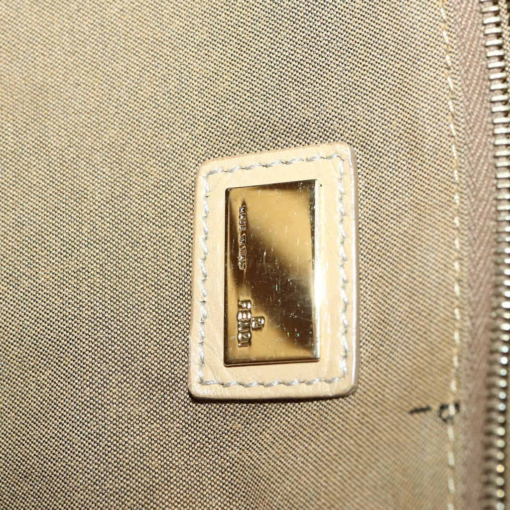 Fendi Twins Tote Leather Beige Leather Tote Bag Bag