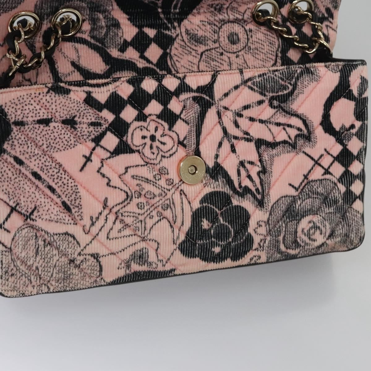 Chanel Flap Shoulder Bag Canvas Pink Cotton Shoulder Bag Bag