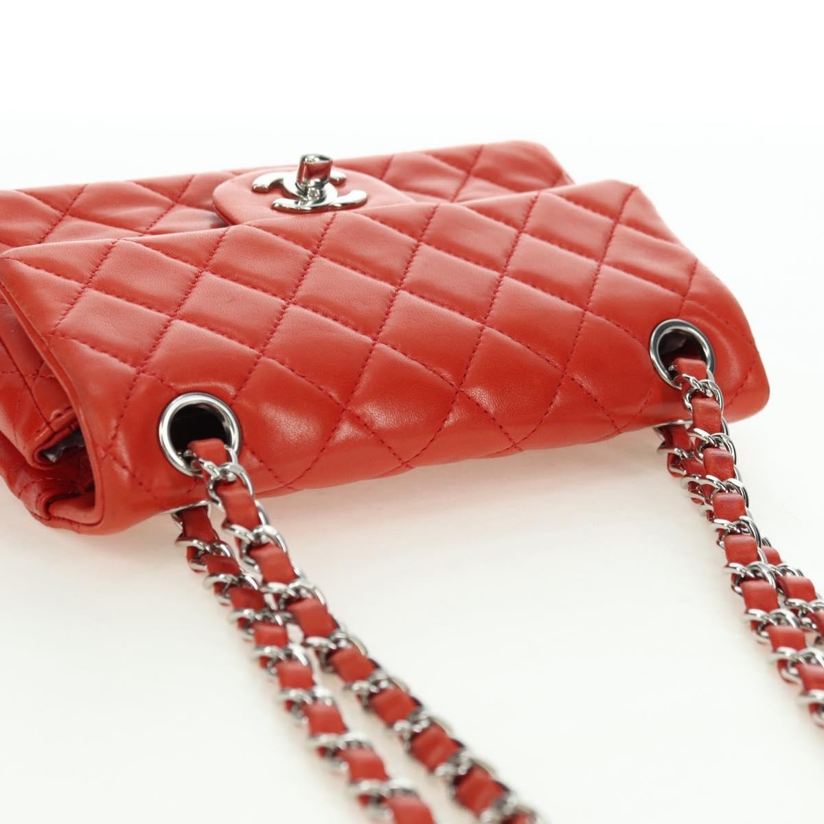 Chanel Flap Shoulder Bag Leather Red Leather Handbag
