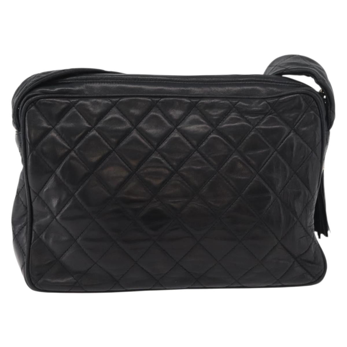 Chanel Vintage Diamond Cc Camera Shoulder Bag Quilted Caviar Black Leather Shoulder Bag Bag