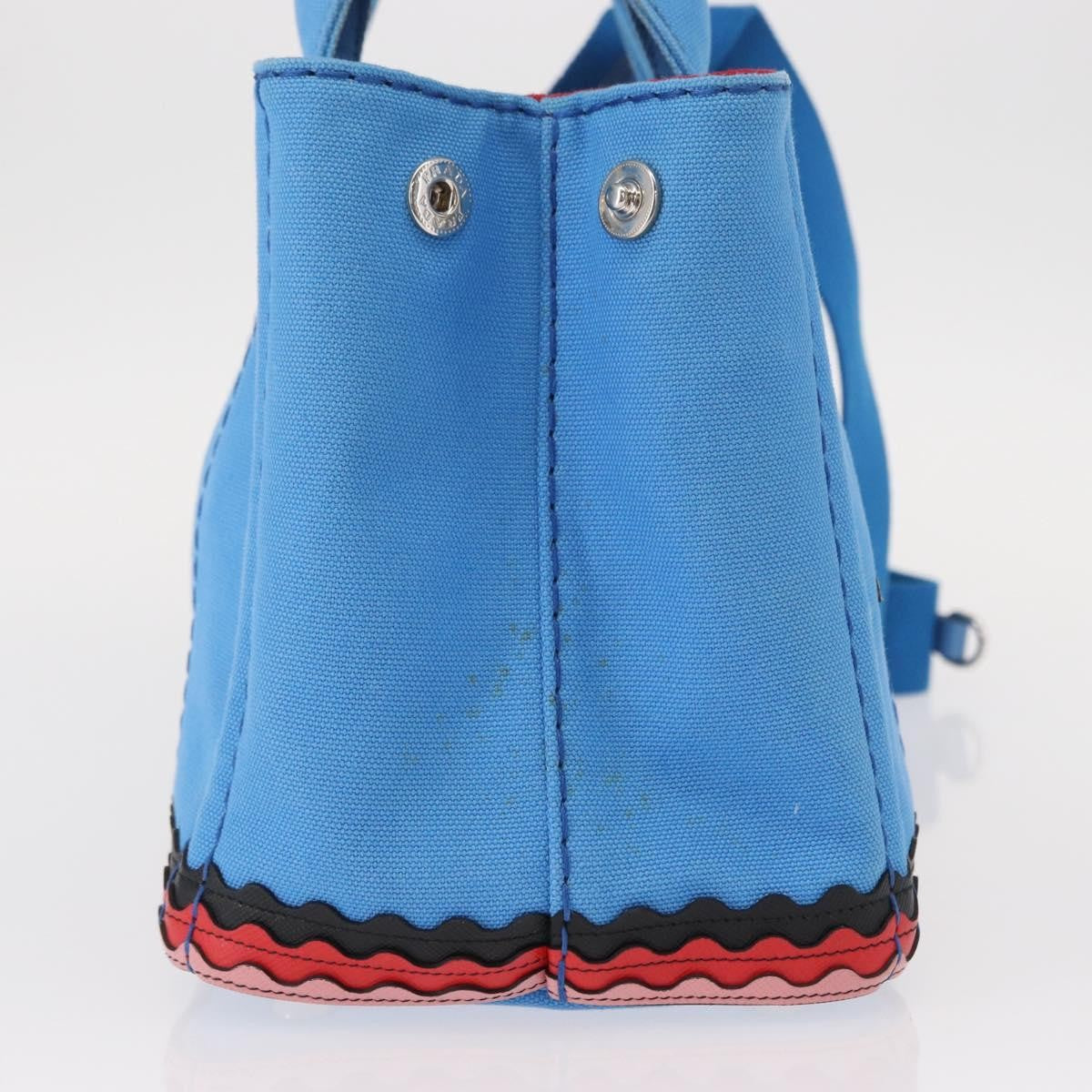 Prada Canapa Convertible Tote Canvas With Applique Blue Canvas Tote Bag Bag