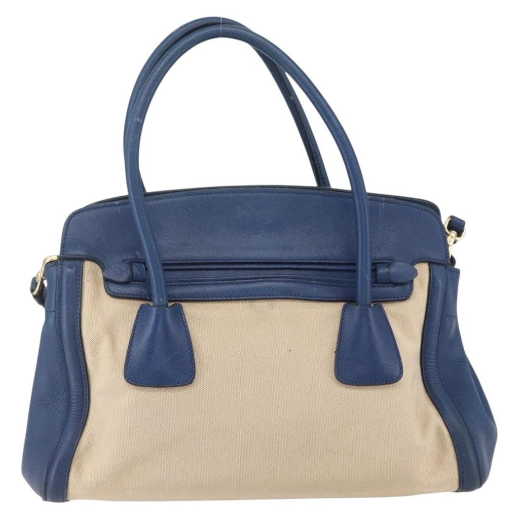 Prada Cuir Frame Convertible Tote Canvas And Saffiano Leather Beige Canvas Tote Bag Bag