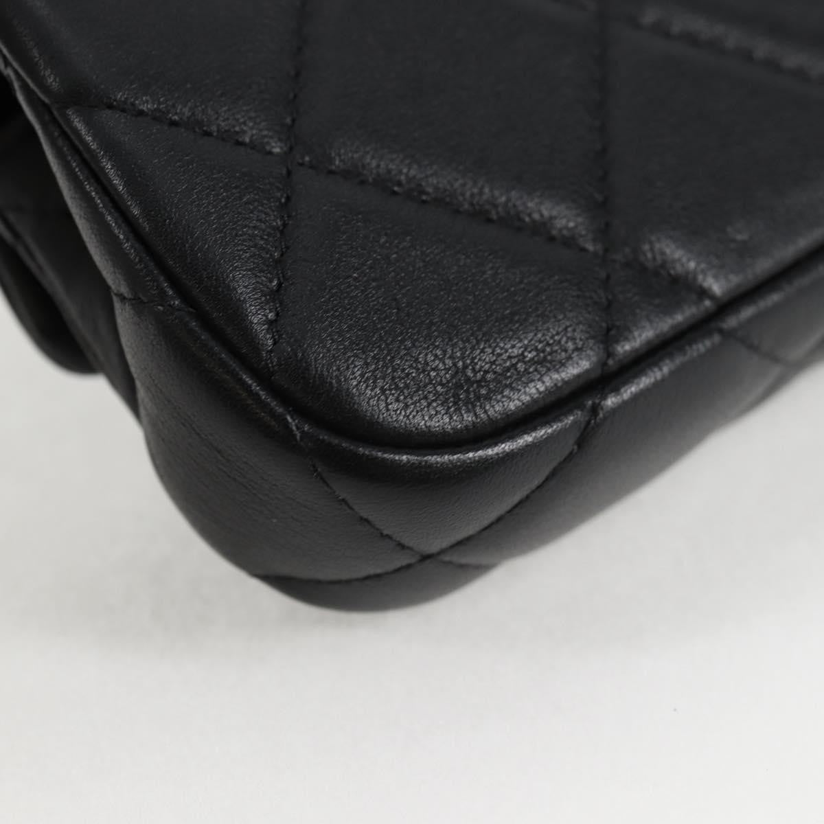 Chanel Lady Handle Flap Card Holder On Chain Quilted Calfskin Black Leather Bag