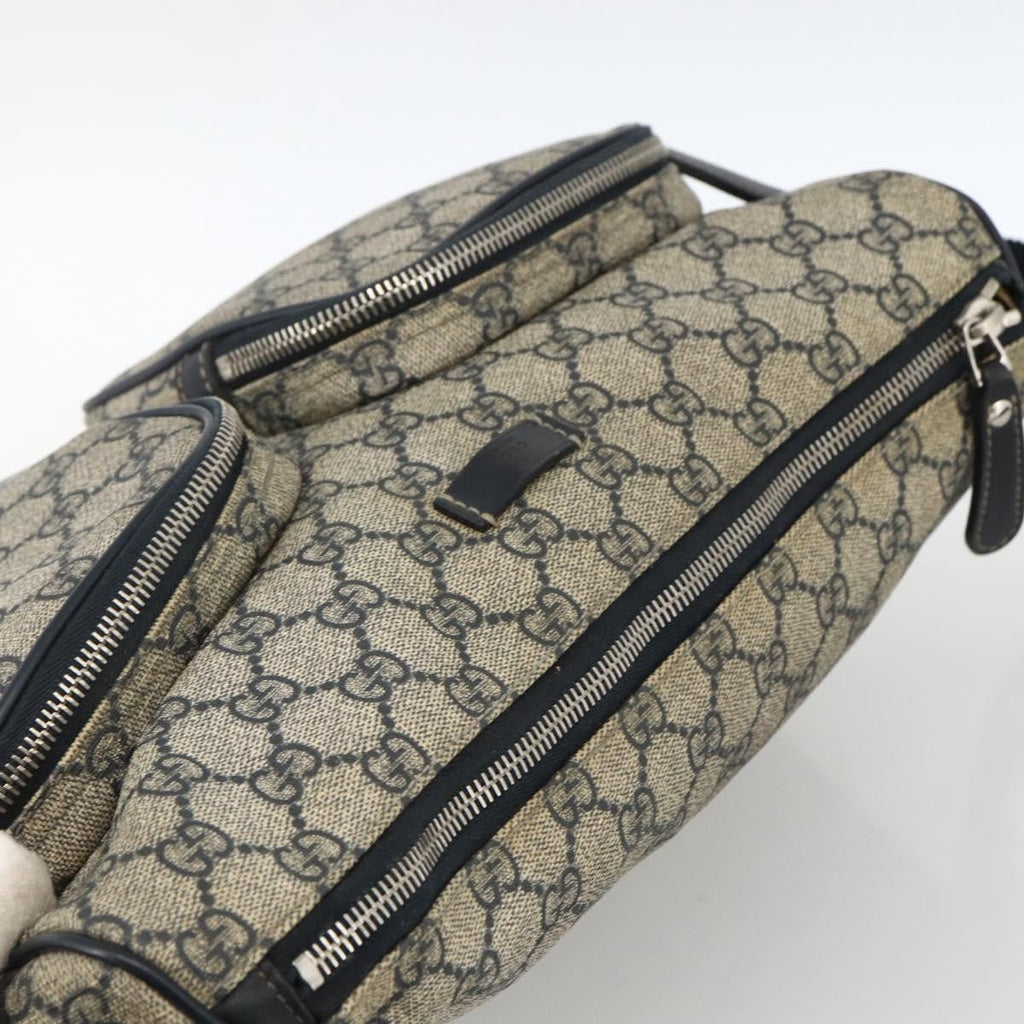 Gucci Double Pocket Messenger Bag Gg Coated Canvas Navy Canvas Shoulder Bag Bag (Pre-Owned)