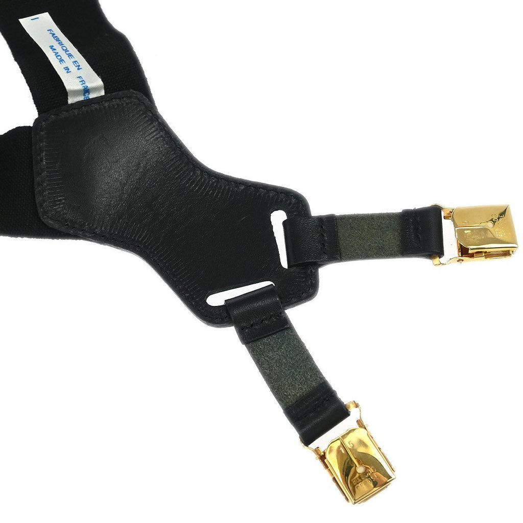 Chanel Logo Suspenders Canvas Black Canvas Belts Accessory