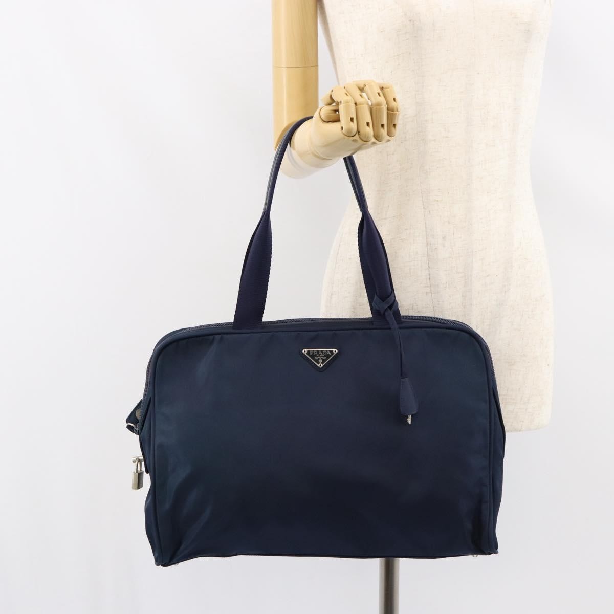 Prada Zip Around Tote Tessuto Navy Nylon Handbag