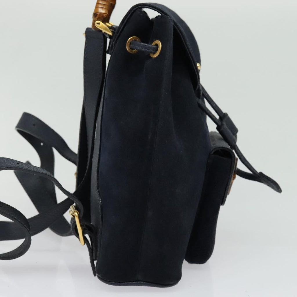 Gucci Gucci Bamboo Backpack Daim Navy Suede Backpack Bag (Pre-Owned)