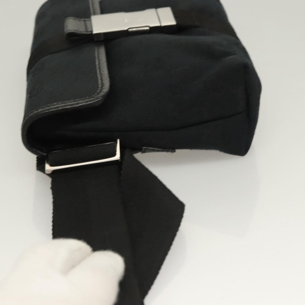 Gucci Buckle Belt Bag Gg Canvas Black Canvas Bag (Pre-Owned)