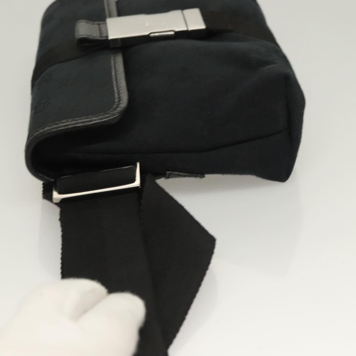 Gucci Buckle Belt Bag Gg Canvas Black Canvas Bag (Pre-Owned)