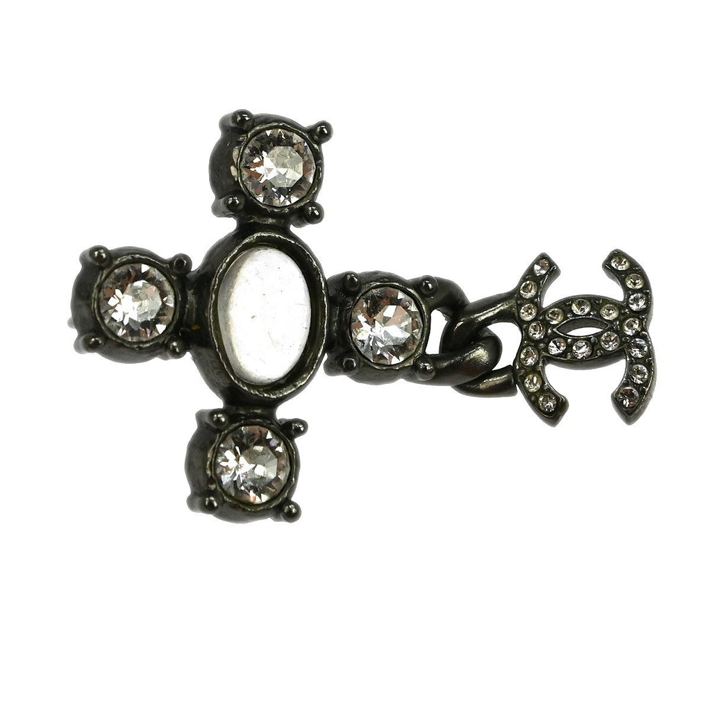 Chanel Cc Dangle Earrings Metal With Crystals Silver Silver_Plated Earrings Jewelry
