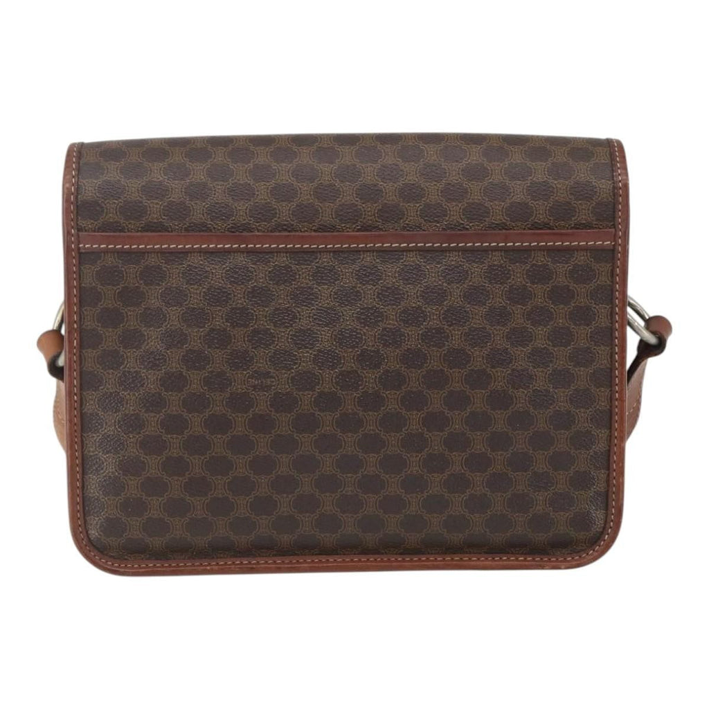 Celine Vintage Macadam Shoulder Bag Canvas Brown Canvas Shoulder Bag Bag