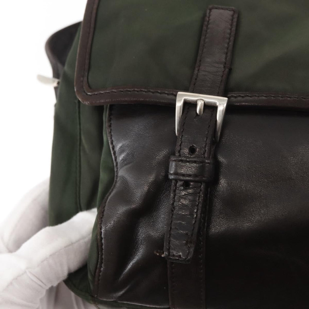 Prada Double Buckle Flap Messenger Bag Tessuto Khaki Nylon Shoulder Bag Bag