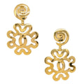 Chanel Vintage Cc Flower Cutout Round Clip-On Earrings Metal Gold Gold_Plated Earrings Jewelry