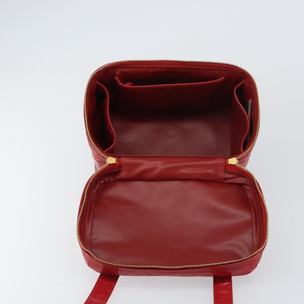 Chanel Vintage Vanity Case Patent Red Patent_Leather Handbag