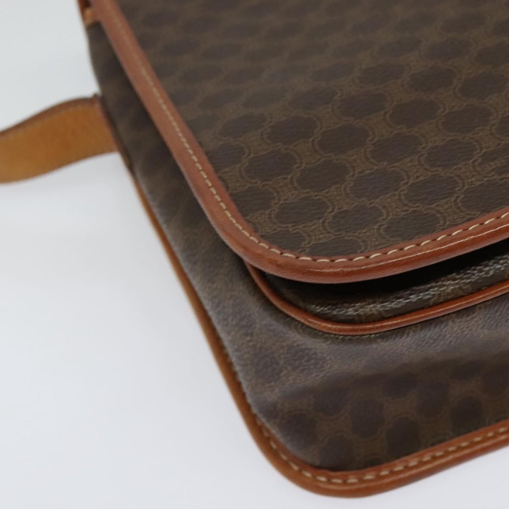 Celine Macadam Shoulder Bag Pvc Leather Brown Canvas Bag