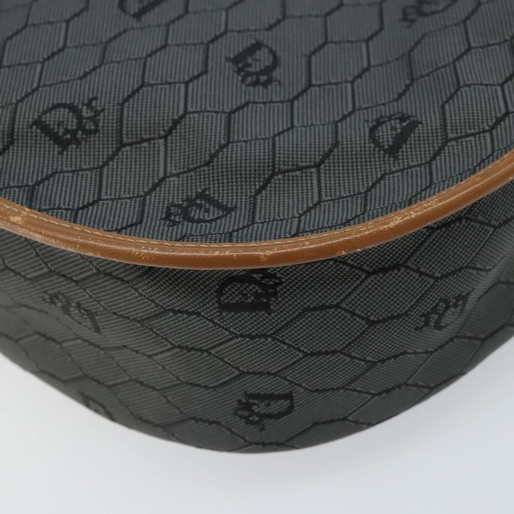 Christian Dior Vintage Honeycomb Flap Crossbody Bag Canvas And Leather Black Canvas Shoulder Bag Bag (Pre-Owned)