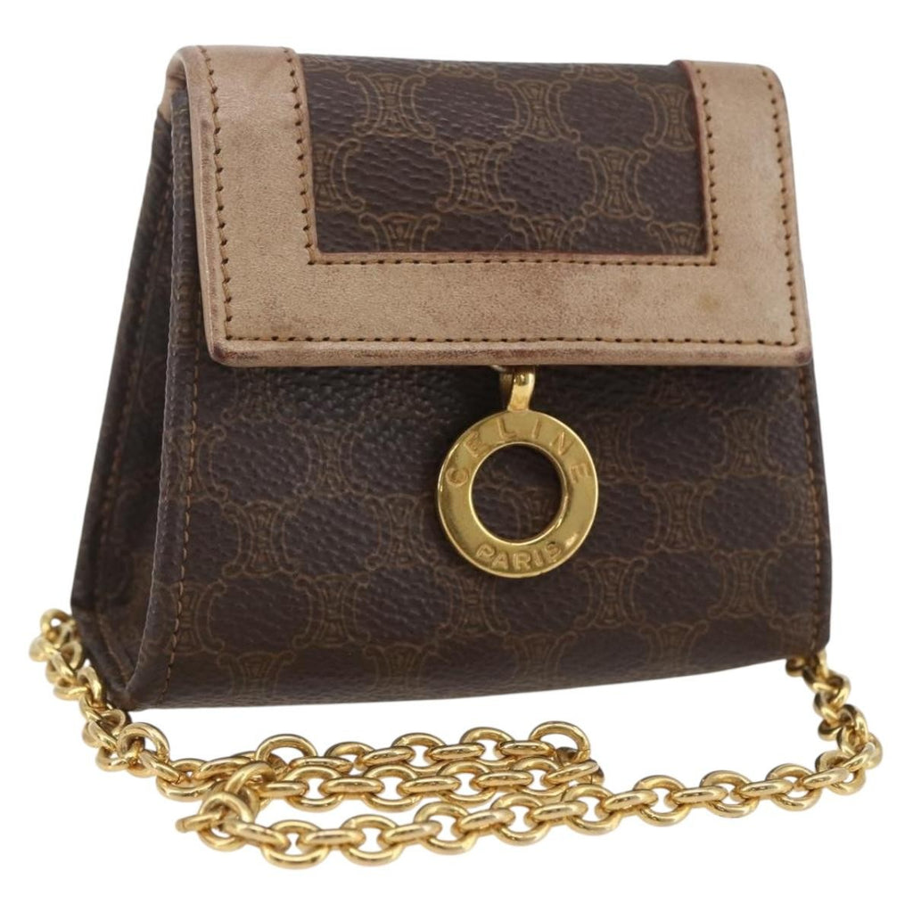 Celine Vintage Macadam Shoulder Bag Canvas And Leather Brown Canvas Shoulder Bag Bag
