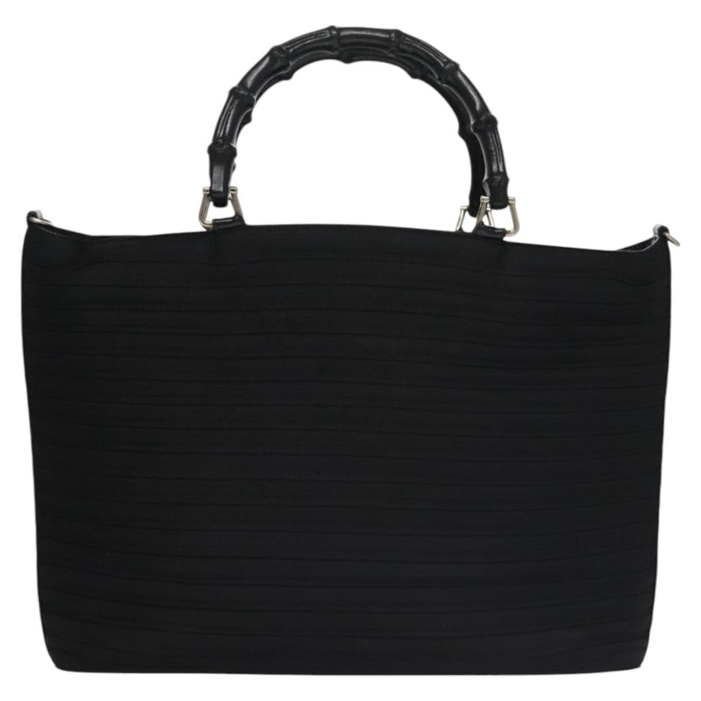 Gucci Vintage Bamboo Handle Bag Nylon Black Nylon Tote Bag Bag (Pre-Owned)