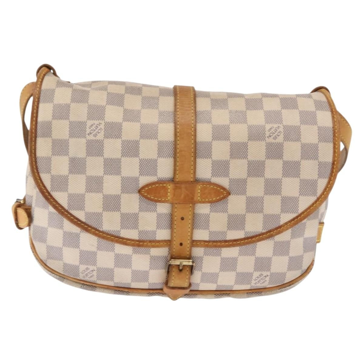 Louis Vuitton Saumur Handbag Damier Beige Canvas Shoulder Bag