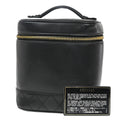 Chanel Vintage Cosmetic Case Quilted Lambskin Black Leather Handbag