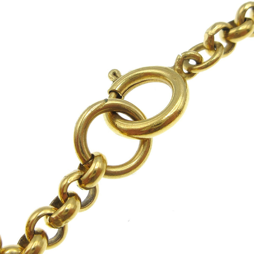 Chanel Cc Heart Pendant Necklace Metal Gold Gold_Plated Necklace Jewelry